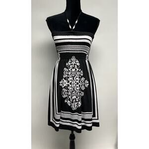 VTG Y2K Dress Short Smocked Flare Small Festival Club Whimsigoth Beach Boho